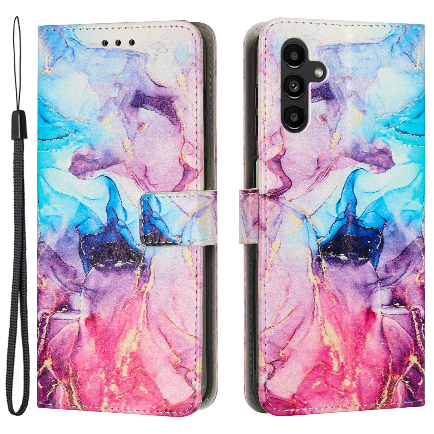 For Samsung Galaxy A24 4G Phone Wallet Case Marble Pattern PU Leather Stand Cover with Wrist Strap For Samsung Galaxy A24 4G Phone Wallet Case Marble Pattern PU Leather Stand Cover with Wrist Strap
